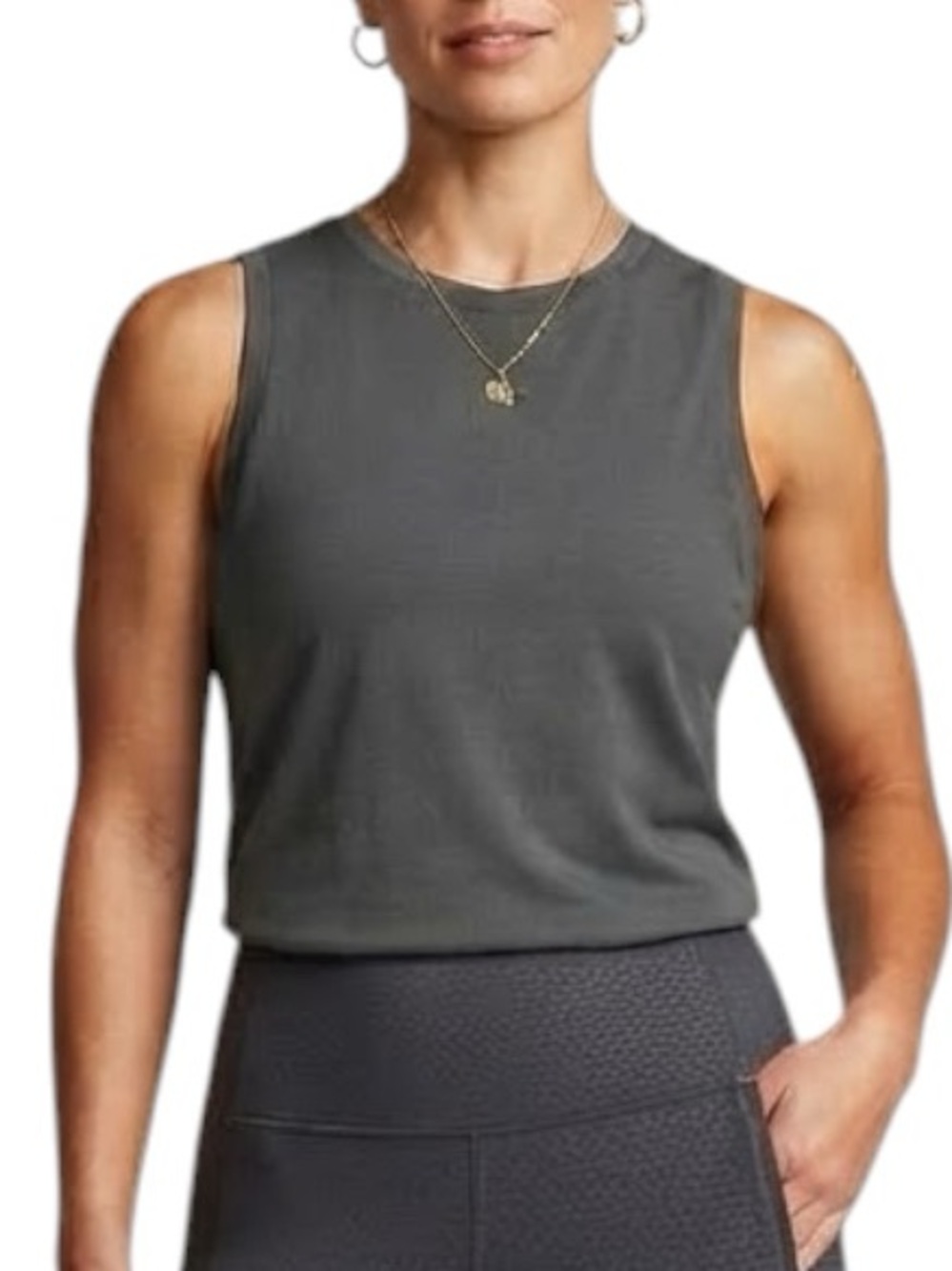 FABLETICS Iron Grey Twist Open Back Caged Activewear Tank Top Womens Small S